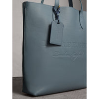 DUSTY TEAL BLUE Porte-étiquette en cuir grainé