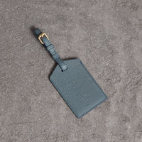 DUSTY TEAL BLUE Porte-étiquette en cuir grainé