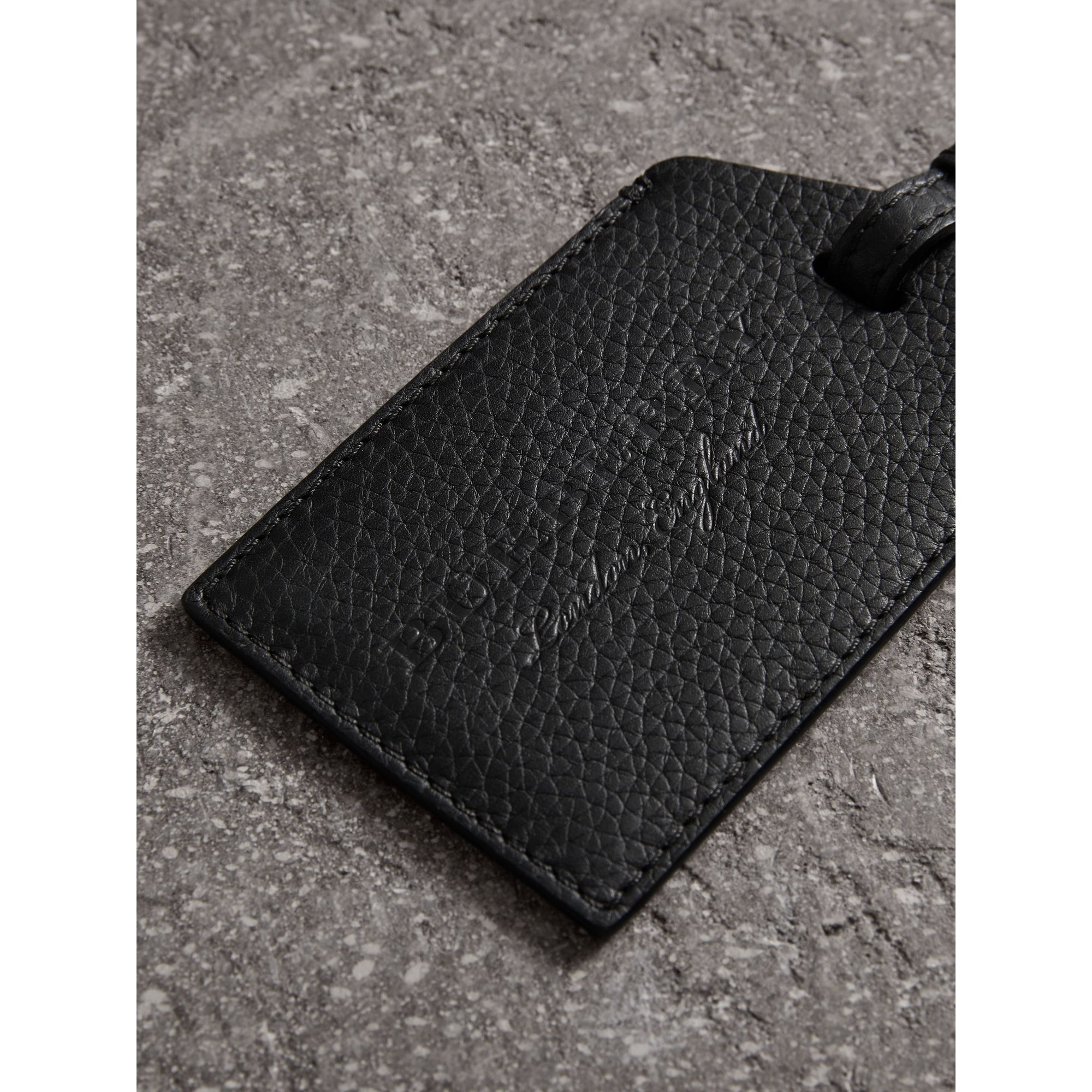 BLACK Porte-étiquette en cuir grainé