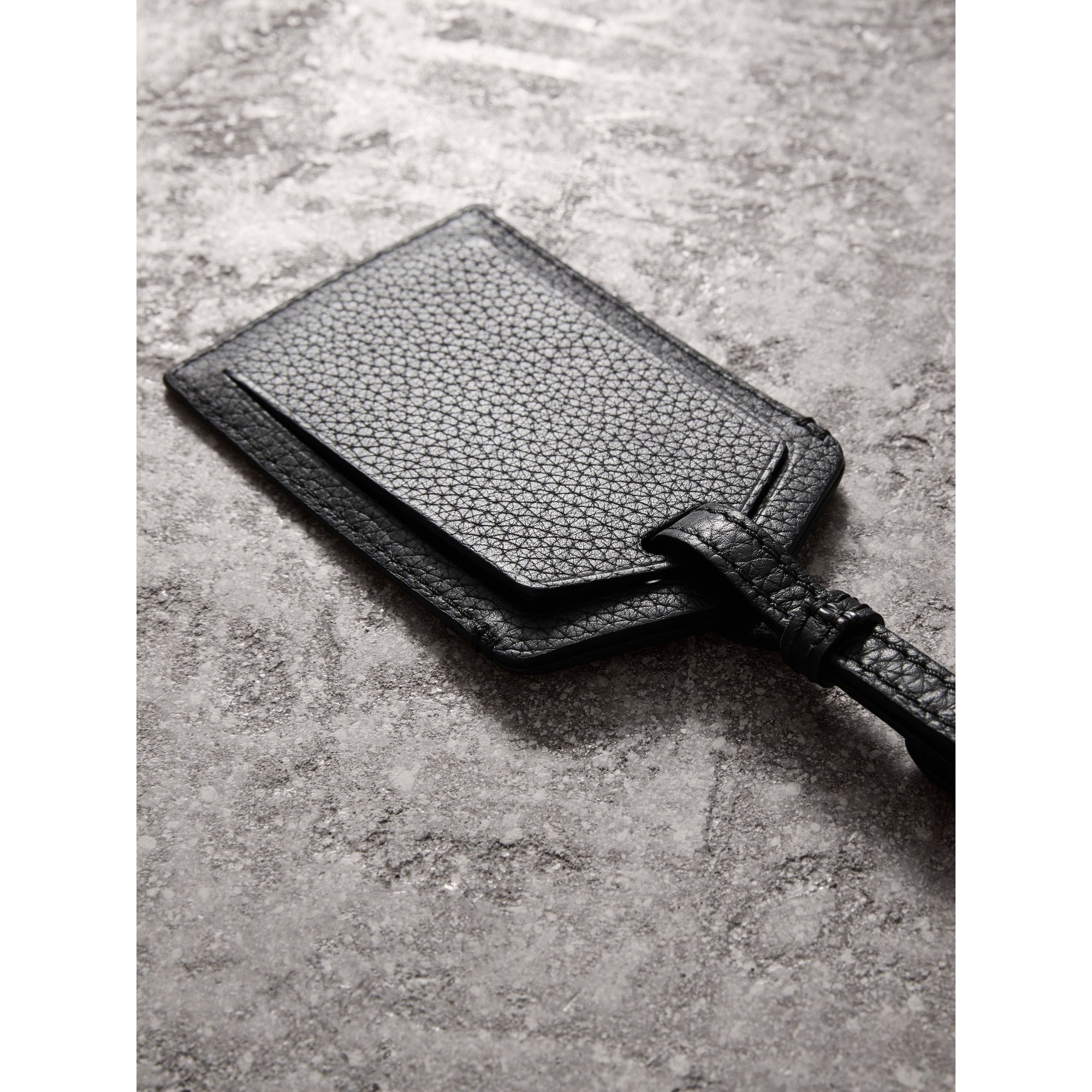 BLACK Porte-étiquette en cuir grainé