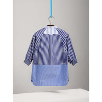 NAVY/WHITE Robe chemise en coton à rayures contrastantes