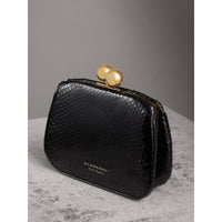 Petit sac porte-monnaie en python bicolore - Noir