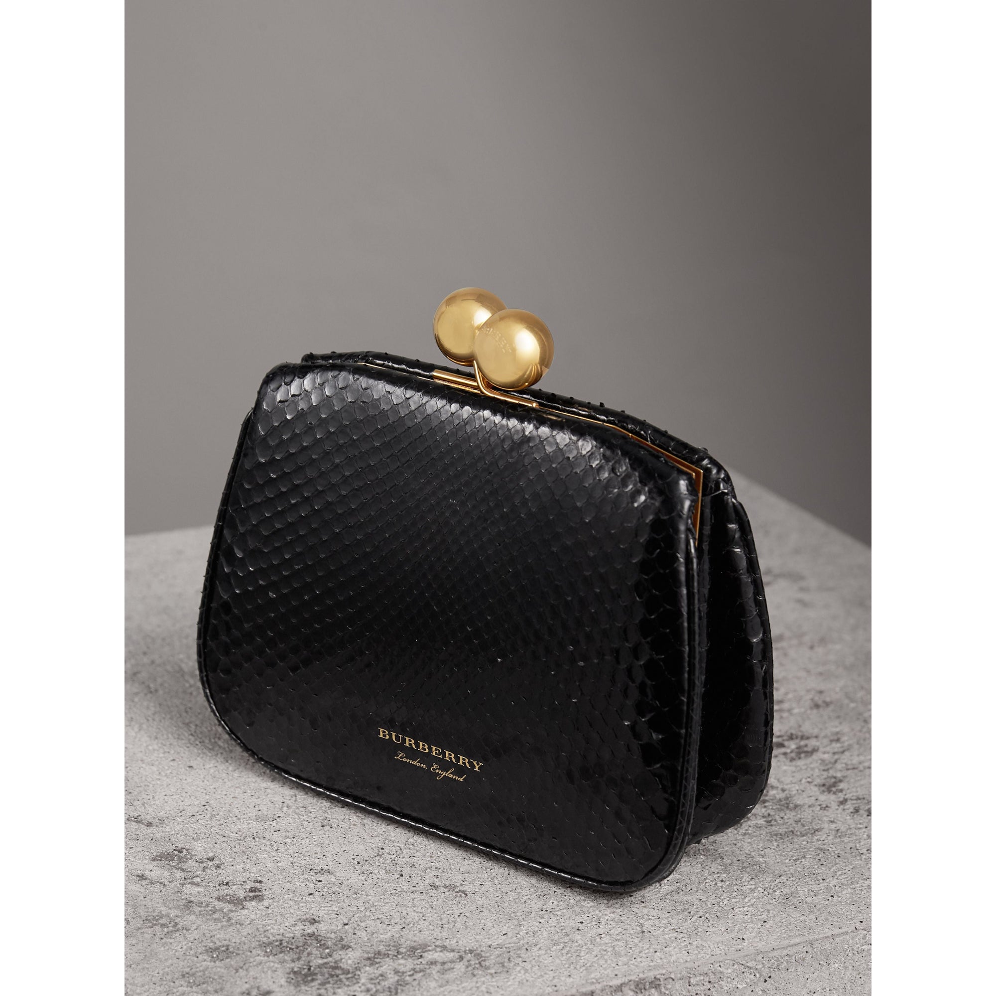 Petit sac porte-monnaie en python bicolore - Noir