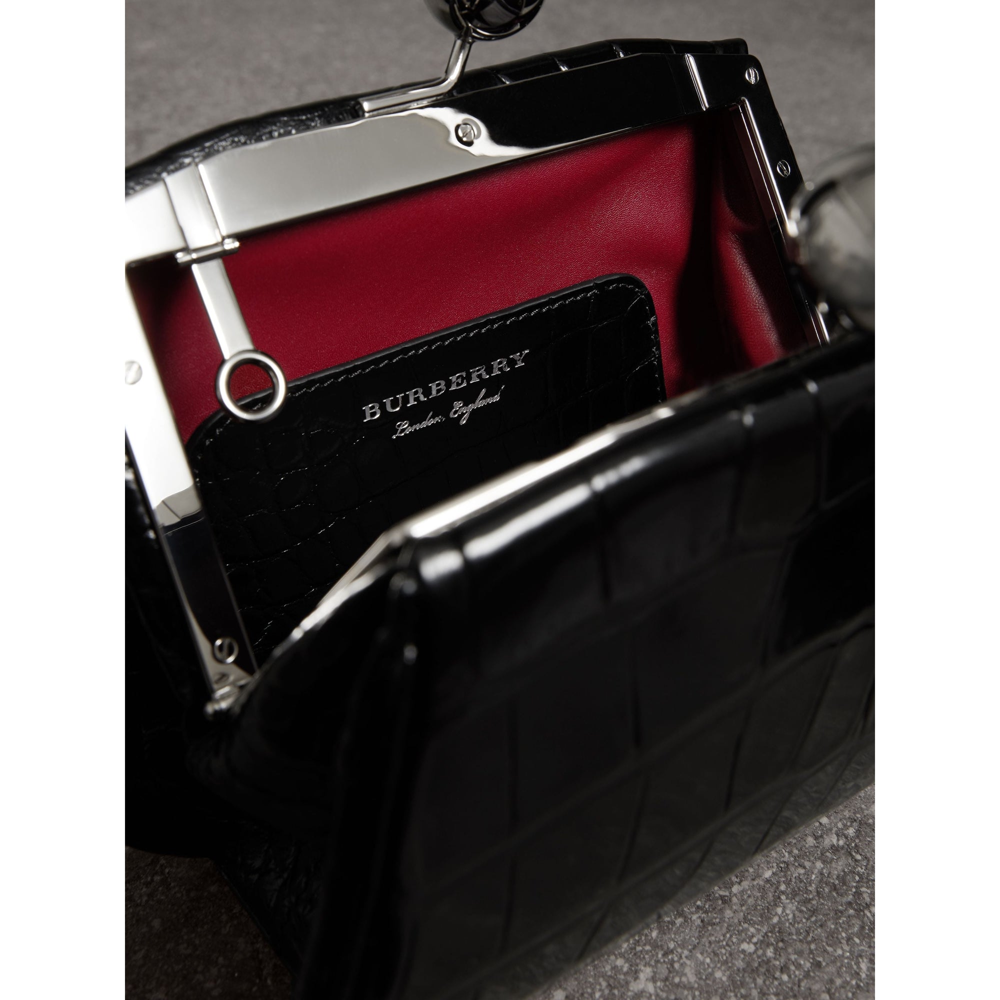 Petit sac porte-monnaie en alligator - Noir