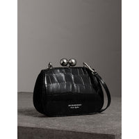 Petit sac porte-monnaie en alligator - Noir
