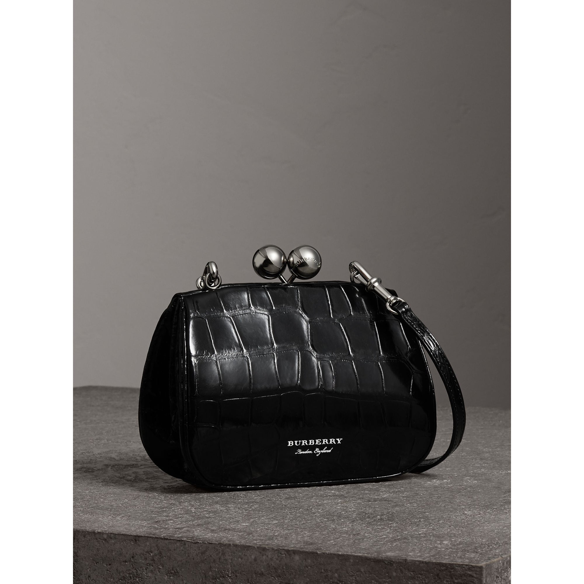 Petit sac porte-monnaie en alligator - Noir