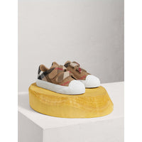 CLASSIC/OPTIC WHITE Sneakers en coton House check et cuir
