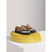 CLASSIC/BLACK Sneakers sans lacets en cuir et tissu House check