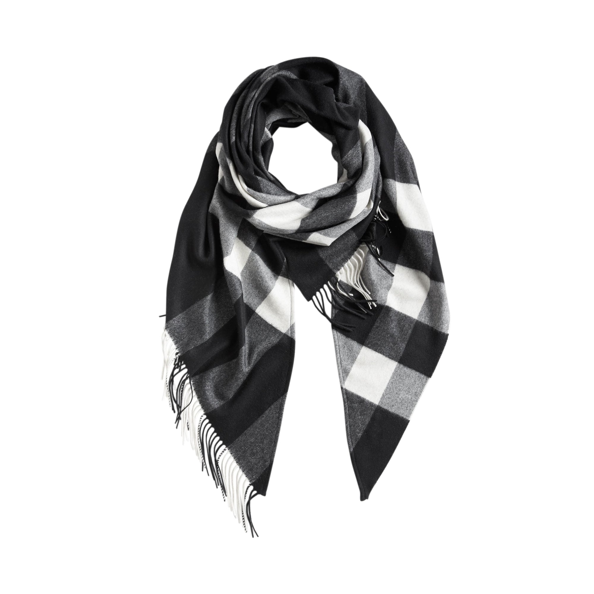 BLACK Châle en cachemire à motif check