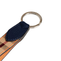 BRIGHT ORANGE Porte-clés en cuir bicolore et motif Haymarket check