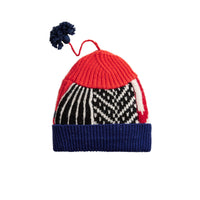 CORAL RED Bonnet en cachemire et laine mélangés façon patchwork