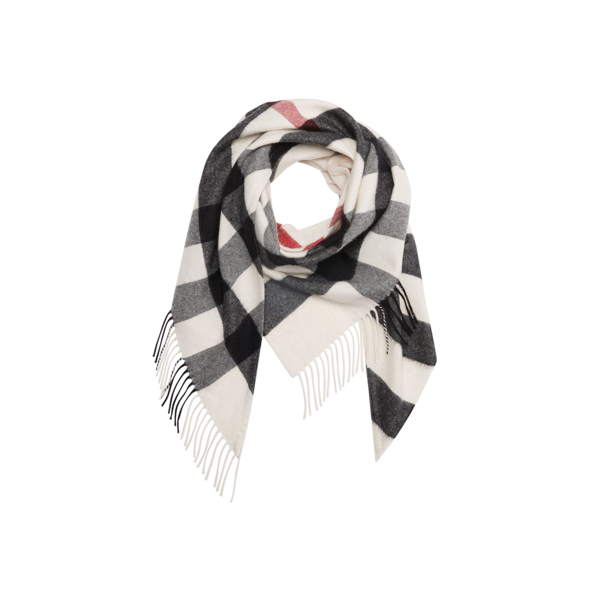 NATURAL WHITE Bandana Burberry en cachemire à motif check