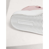 LIGHT PINK MELANGE Sneakers montantes en cuir avec matelassage à motif check