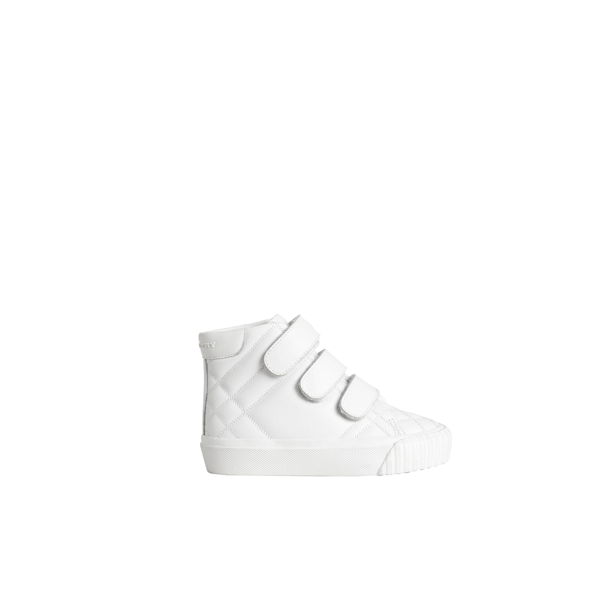 OPTIC WHITE Sneakers montantes en cuir à motif check matelassées