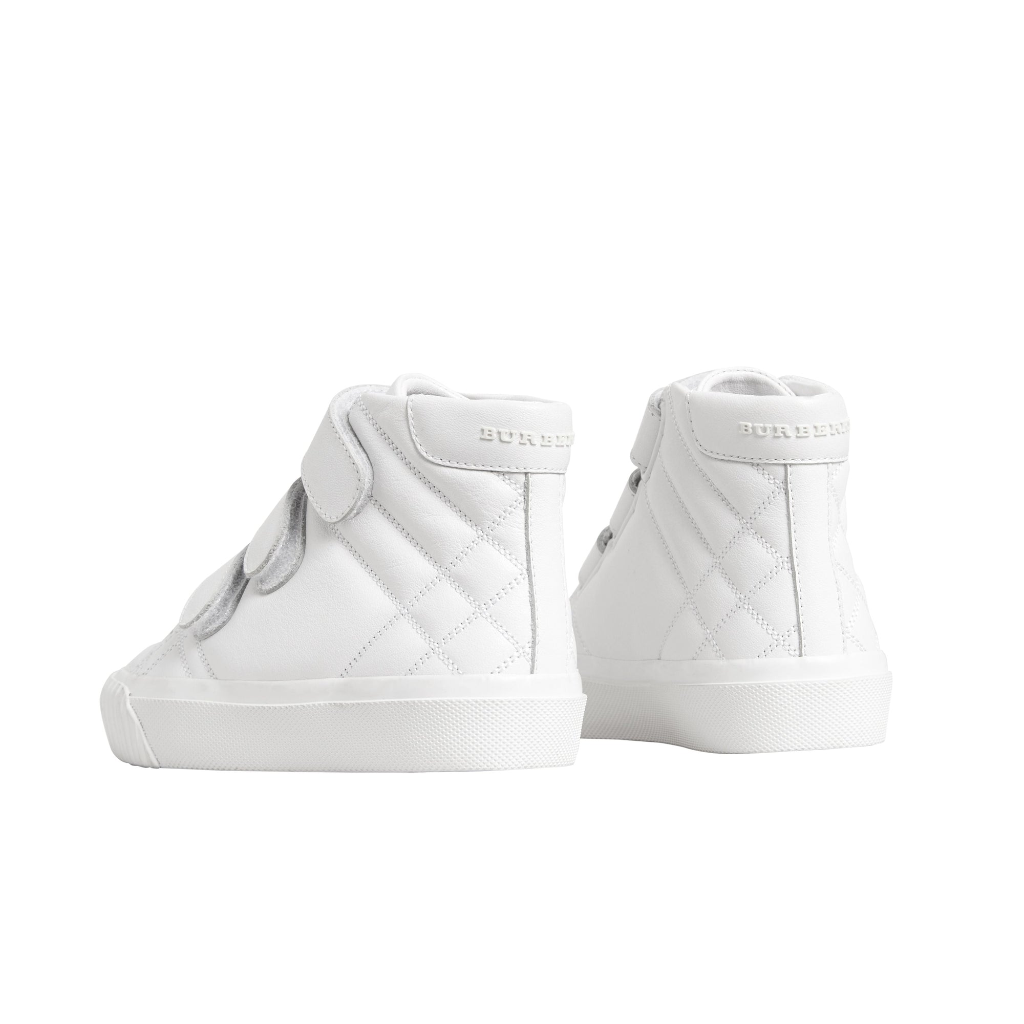 OPTIC WHITE Sneakers montantes en cuir à motif check matelassées