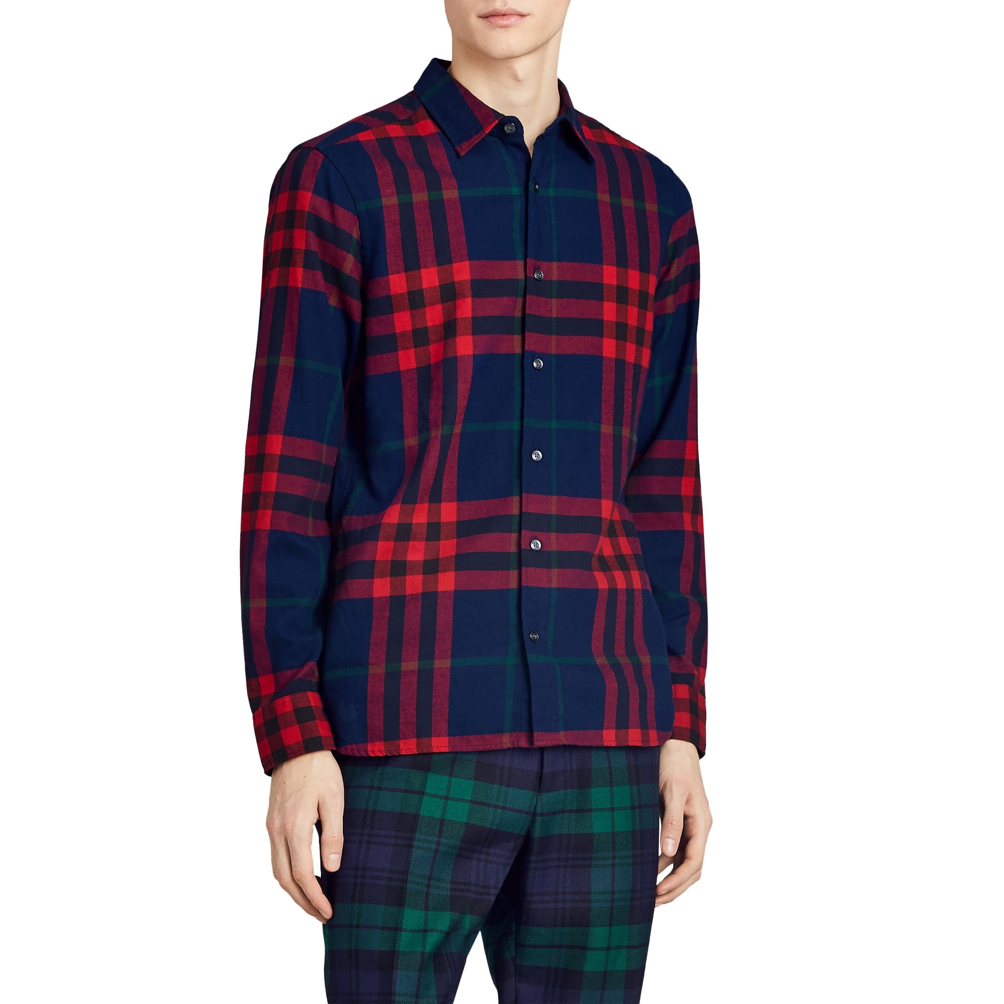INK BLUE Chemise en flanelle de coton à motif check