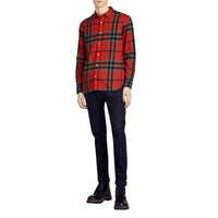 BRIGHT RED Chemise en flanelle de coton à motif check