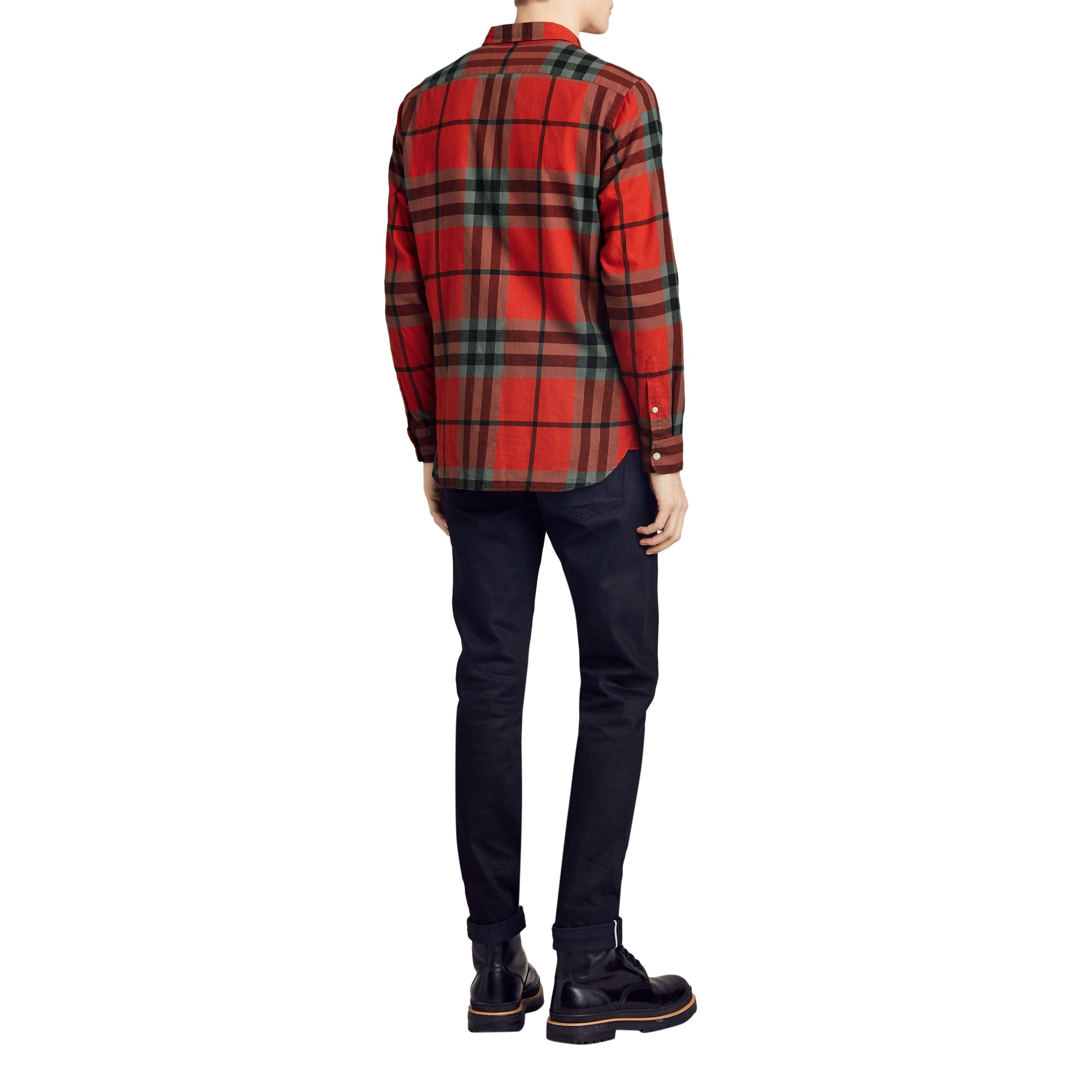 BRIGHT RED Chemise en flanelle de coton à motif check