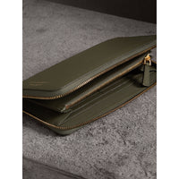 SLATE GREEN Portefeuille zippé en cuir trench