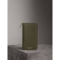 SLATE GREEN Portefeuille zippé en cuir trench