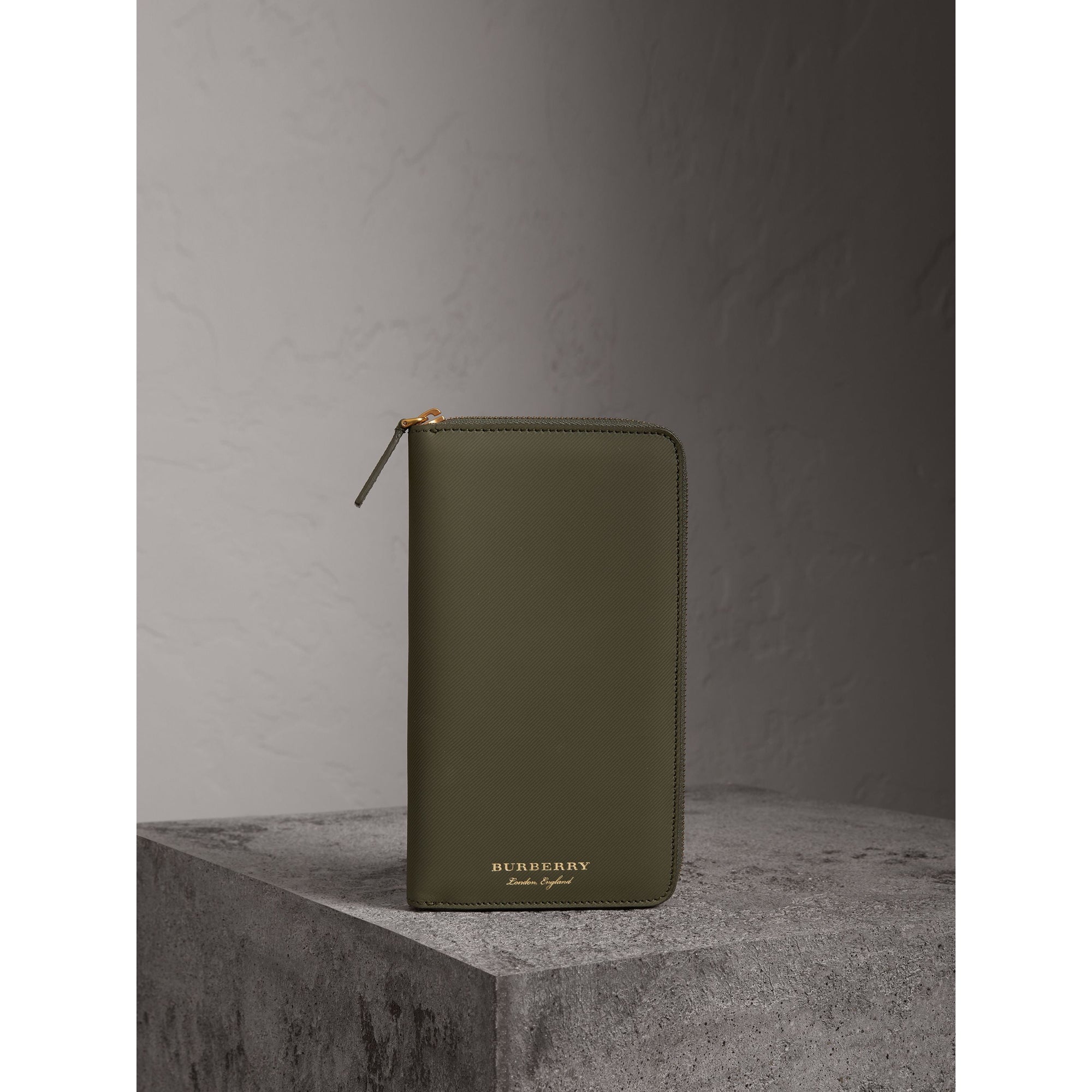 SLATE GREEN Portefeuille zippé en cuir trench