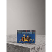 Porte-cartes en cuir avec appliqué Créature - Bleu Profond