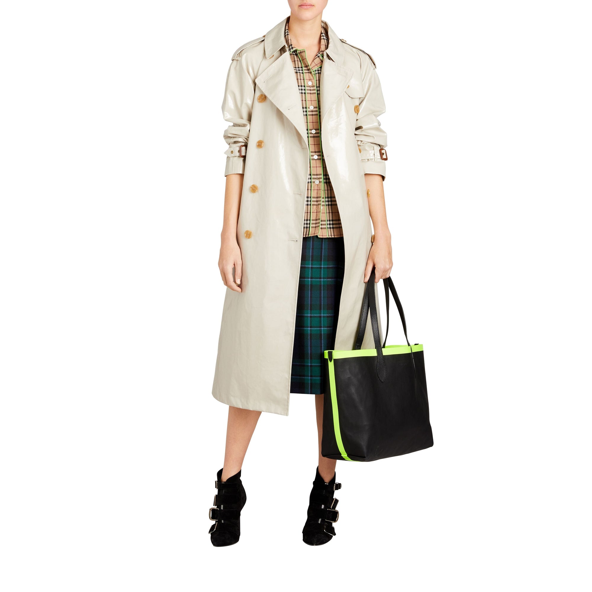 BLACK/NEON YELLOW Sac tote The Giant moyen réversible en toile et en cuir