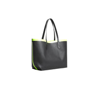 BLACK/NEON YELLOW Sac tote The Giant moyen réversible en toile et en cuir