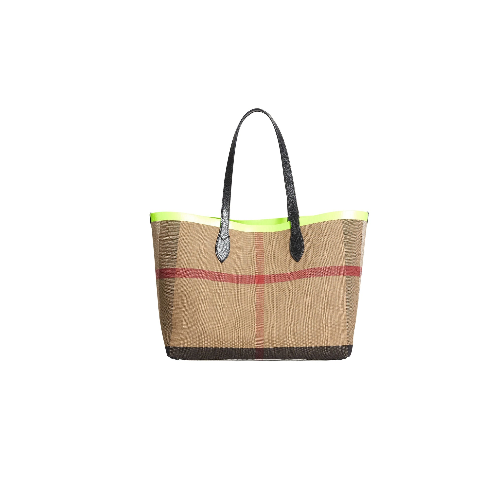 BLACK/NEON YELLOW Sac tote The Giant moyen réversible en toile et en cuir