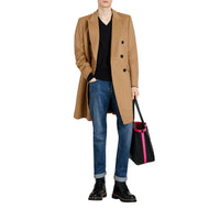Sac tote the giant moyen réversible en toile et en cuir - Noir & rose néon