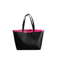 Sac tote the giant moyen réversible en toile et en cuir - Noir & rose néon