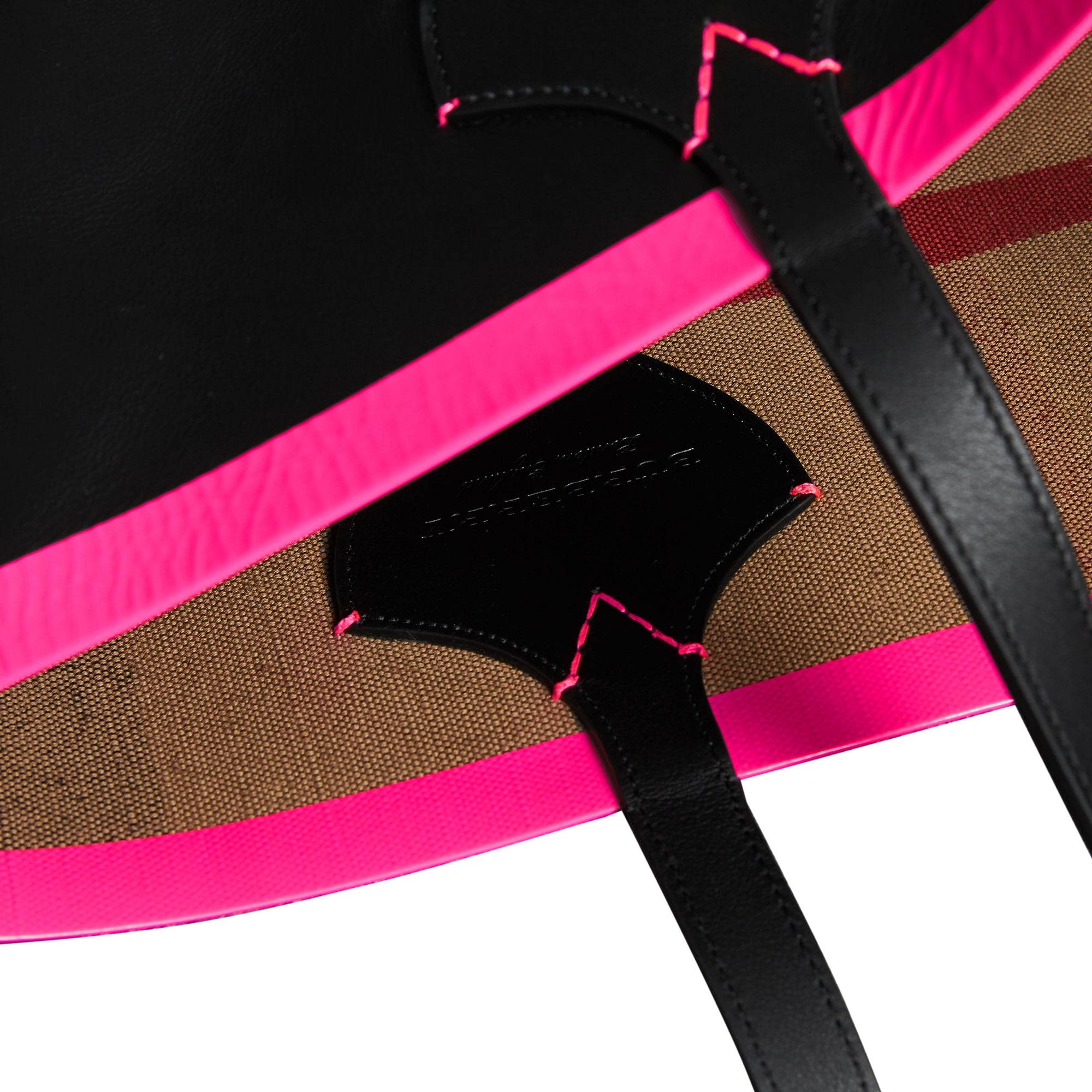 Sac tote the giant moyen réversible en toile et en cuir - Noir & rose néon