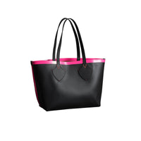 Sac tote the giant moyen réversible en toile et en cuir - Noir & rose néon