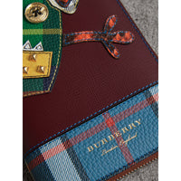 Portefeuille zippé en cuir avec appliqué Créature - Rouge Bourgogne