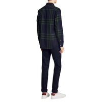 NAVY Chemise en flanelle de coton et cachemire à motif check