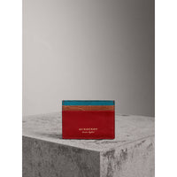 Porte-cartes en cuir, lézard et alligator - Rouge Intense