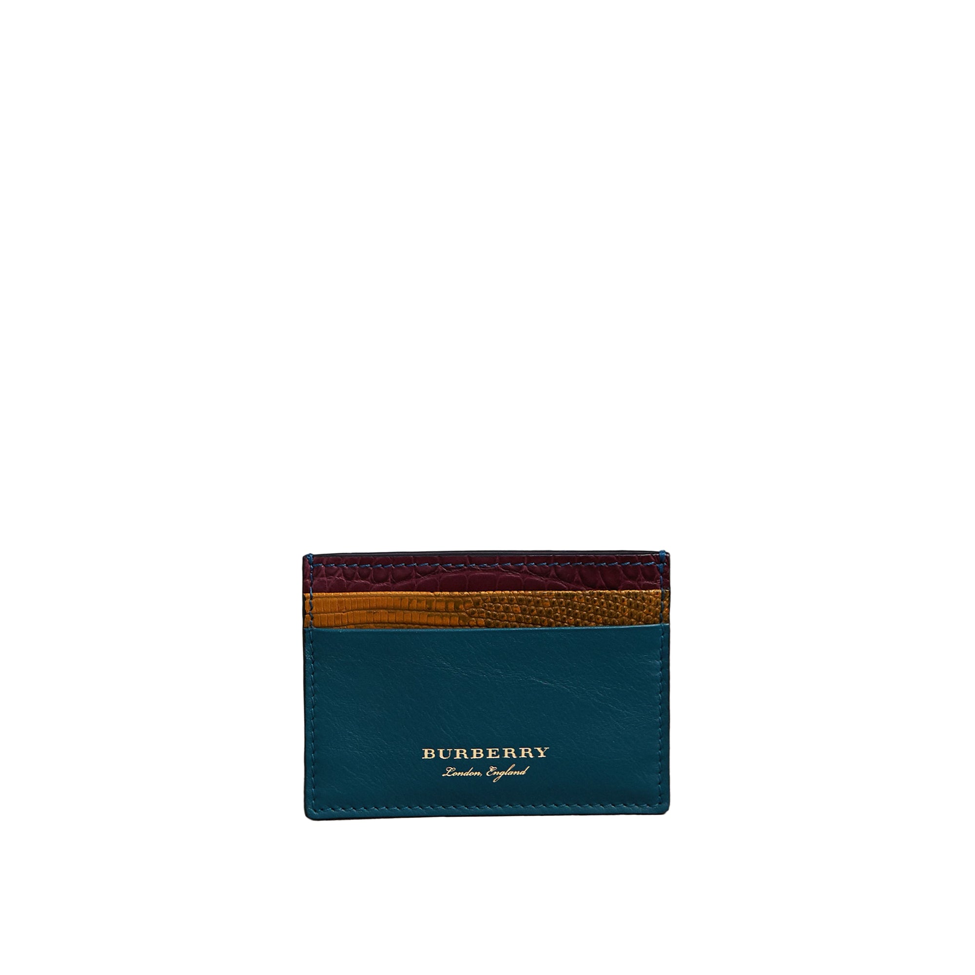 Porte-cartes en cuir, lézard et alligator - Bleu Nickel