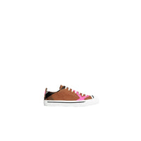 CLASSIC/NEON PINK Sneakers en cuir et tissu Canvas check