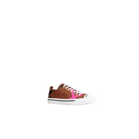 CLASSIC/NEON PINK Sneakers en cuir et tissu Canvas check