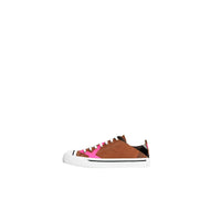 CLASSIC/NEON PINK Sneakers en cuir et tissu Canvas check