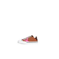 CLASSIC/NEON PINK Sneakers en cuir et tissu Canvas check