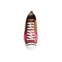 CLASSIC/NEON PINK Sneakers en cuir et tissu Canvas check