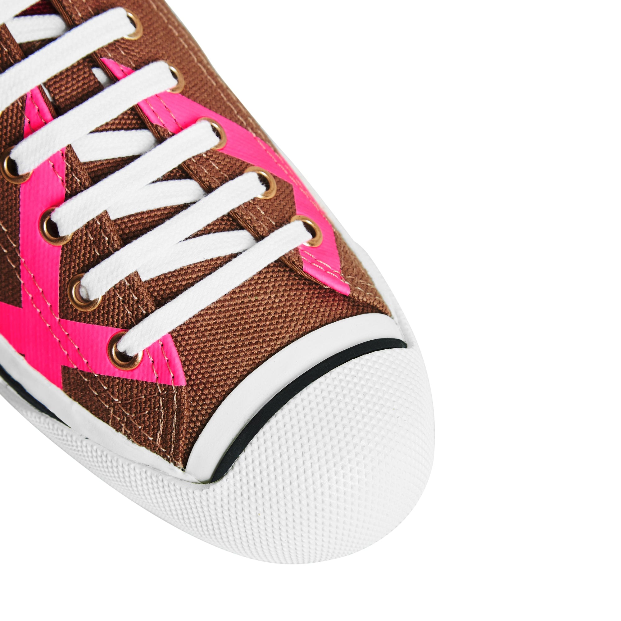 CLASSIC/NEON PINK Sneakers en cuir et tissu Canvas check