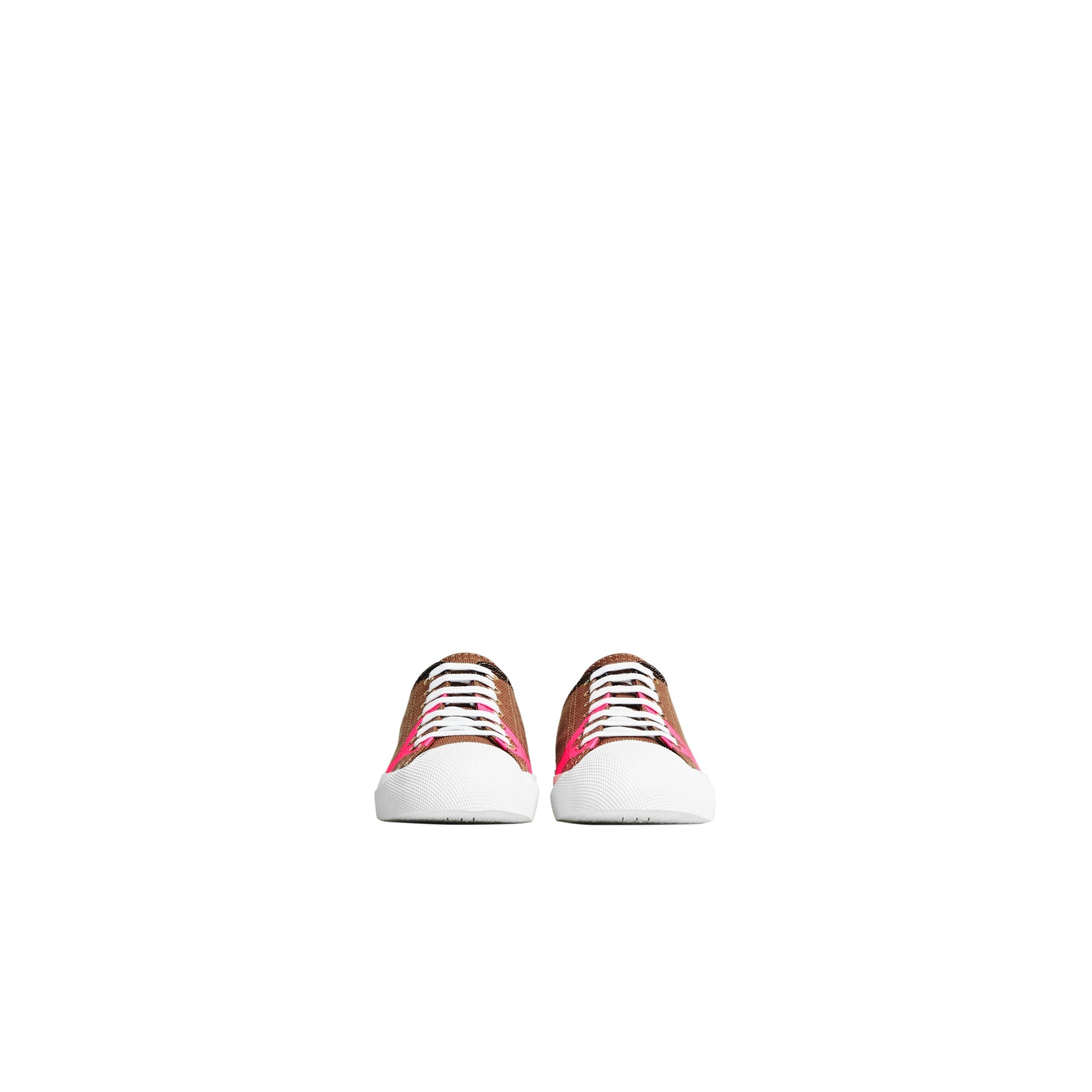 CLASSIC/NEON PINK Sneakers en cuir et tissu Canvas check