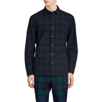 Chemise en coton à motif check - Bleu Encre