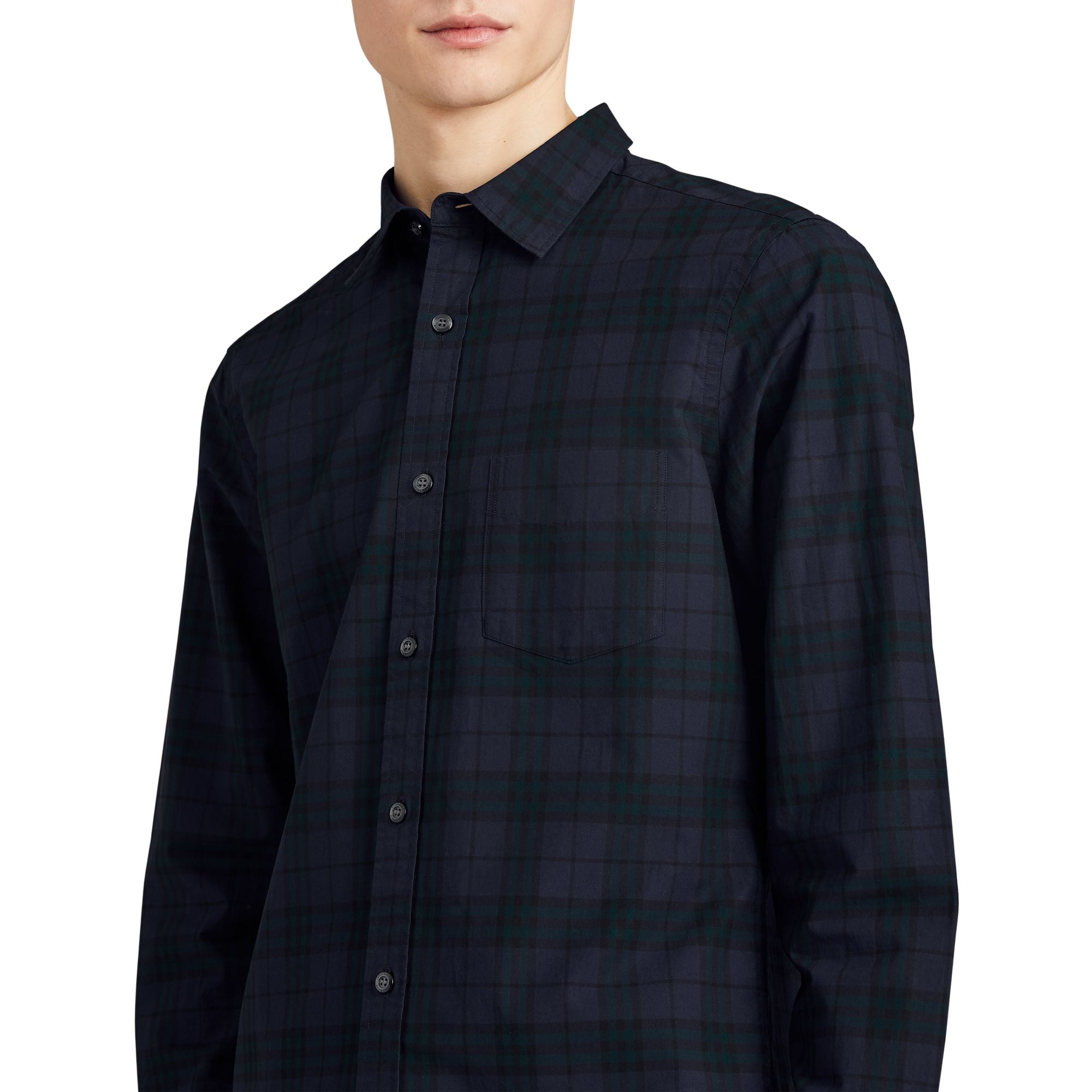 Chemise en coton à motif check - Bleu Encre