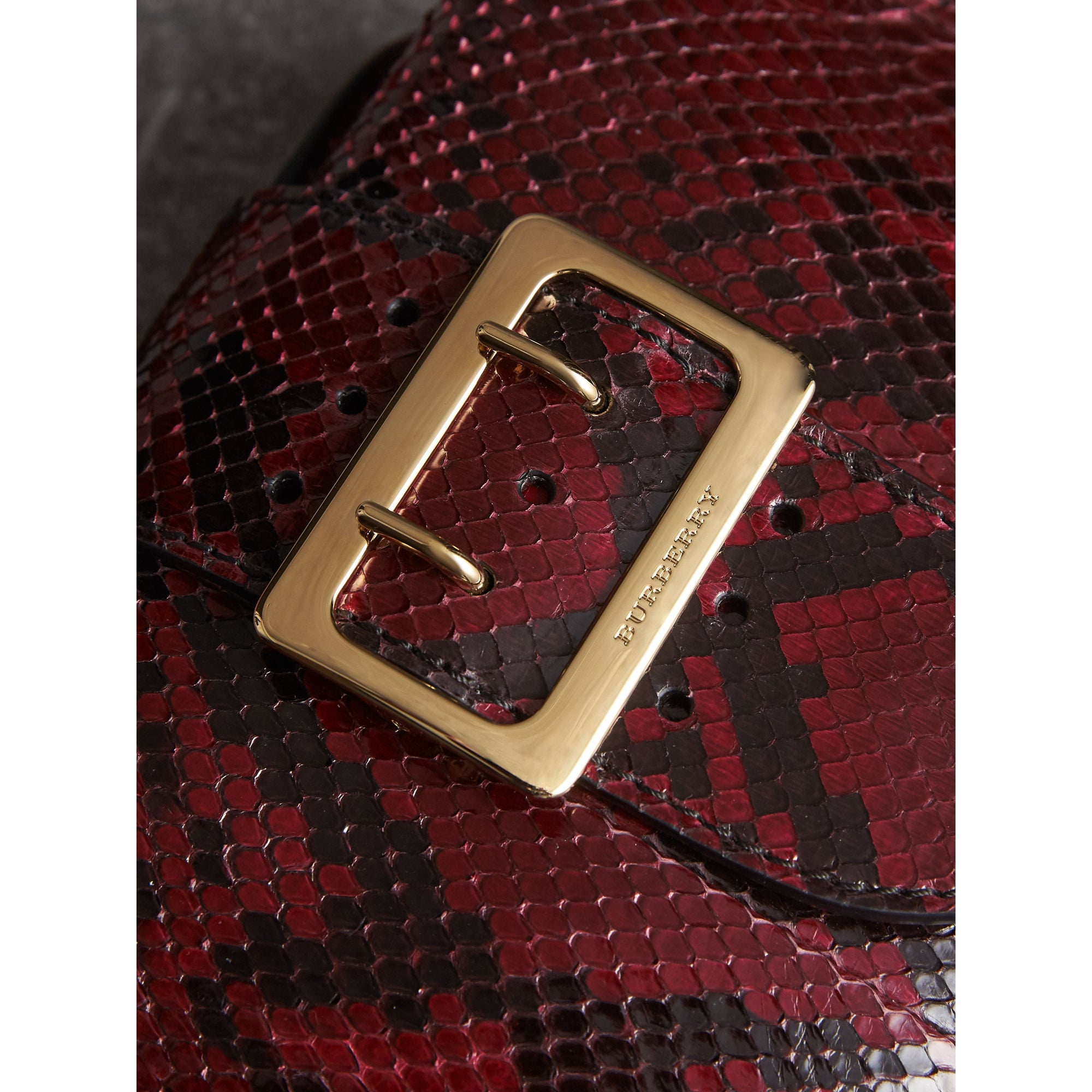 Petit sac à bandoulière The Buckle en python - Rouge Bourgogne