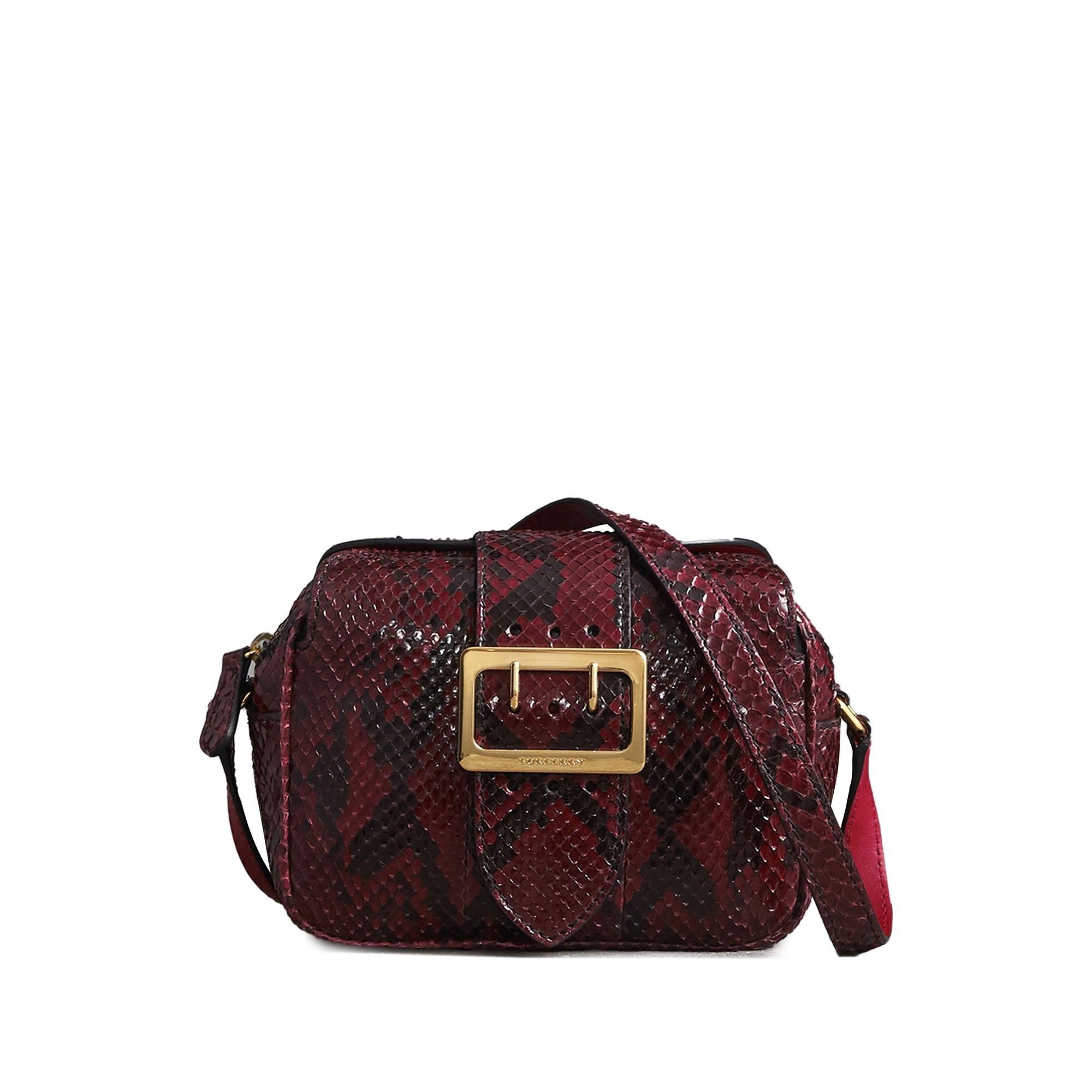 Petit sac à bandoulière The Buckle en python - Rouge Bourgogne