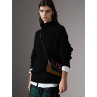 Sac The Patchwork en cuir exotique et maille de laine - Multicolore