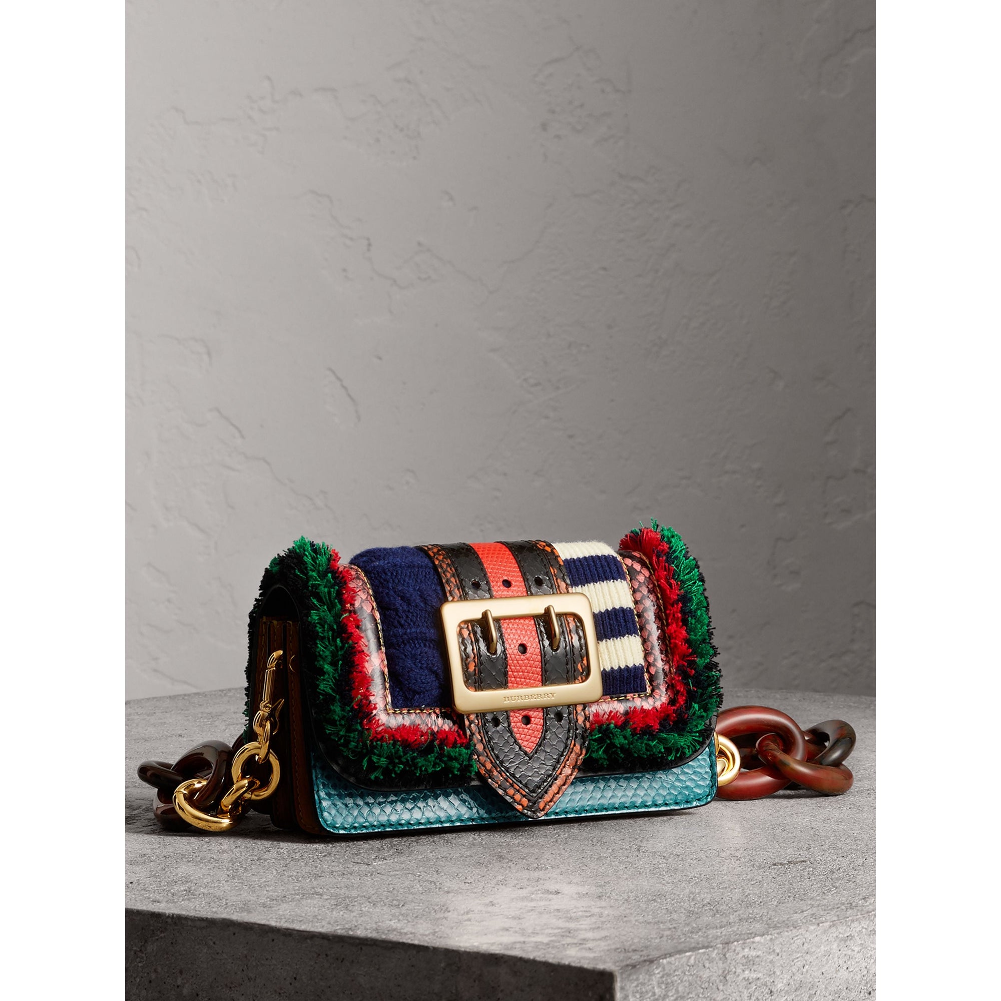 Sac The Patchwork en cuir exotique et maille de laine - Multicolore